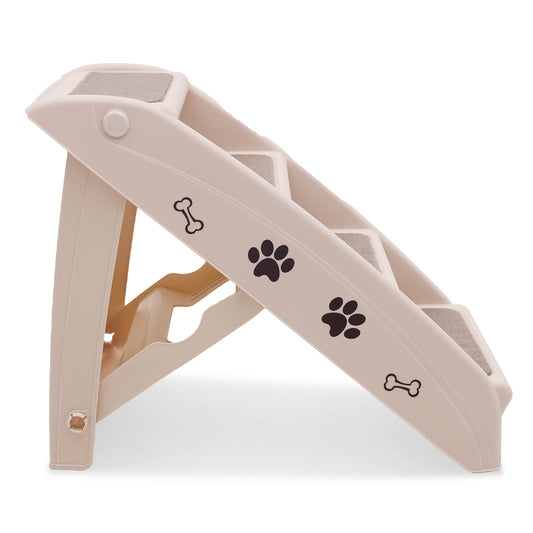 Foldable Pet Stairs In White - 50cm Dog Ladder Cat Ramp