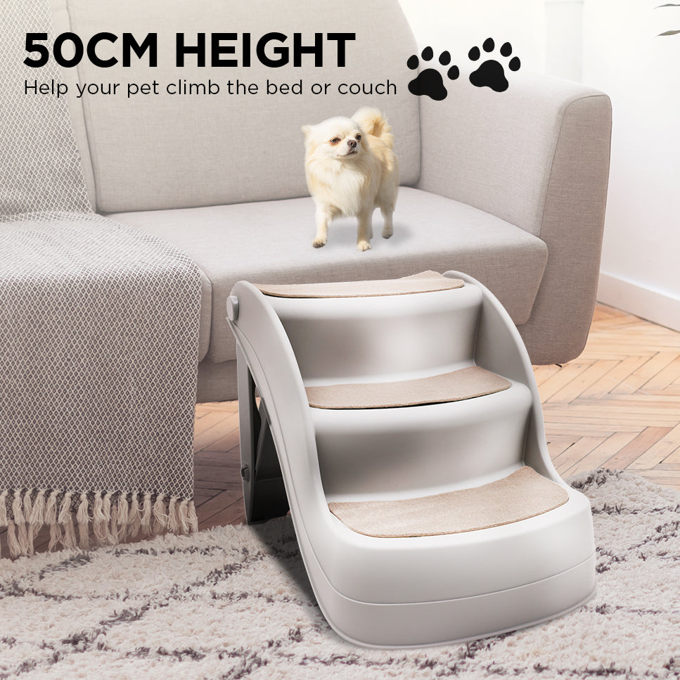 Foldable Pet Stairs In Grey - 38cm Dog Ladder Cat Ramp