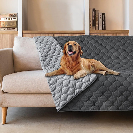 Waterproof Pet Sofa Cover - Dog Bed Protector Blanket for Furniture, Couches & Car Seats (200x305cm, Machine Washable) Grey 2-Sided