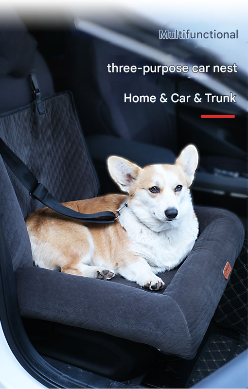 Dog Car Booster Seat - 2-in-1 Travel Bed for Small Dogs with Washable Cover Turquoise