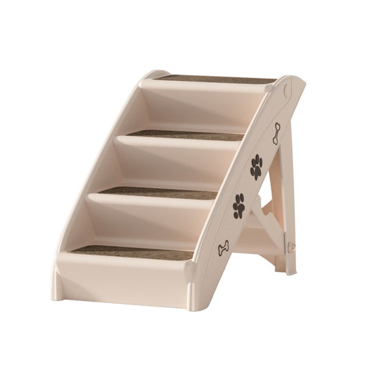 Dog Ramp Steps For Bed Sofa Car Pet Stairs Ladder Portable Foldable Beige