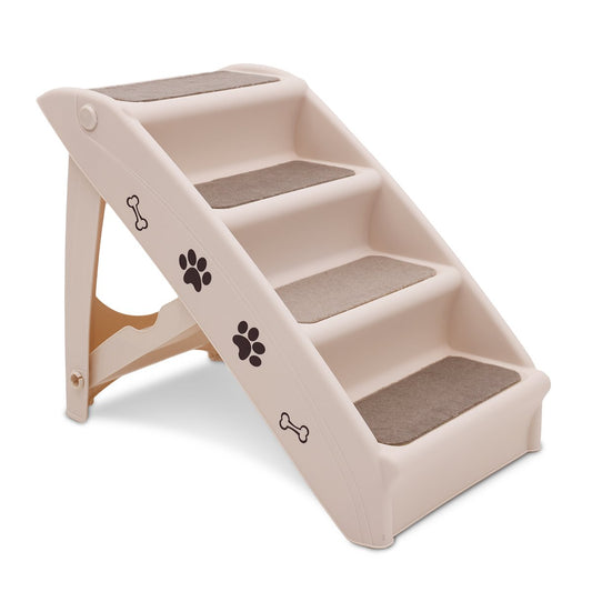Foldable Pet Stairs In White - 50cm Dog Ladder Cat Ramp