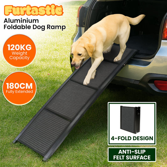 Dog Ramp For Cars Pet Ramp For Puppy Medium Dogs Old Dogs Non-slip Felt Surface Aluminium Frame Folding Portable Safety Pet Stairs
