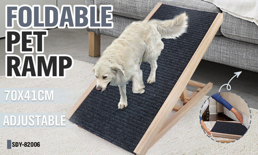 VFoldable Dog Pet Ramp Adjustable Height Dogs Stairs For Bed Sofa 70cm