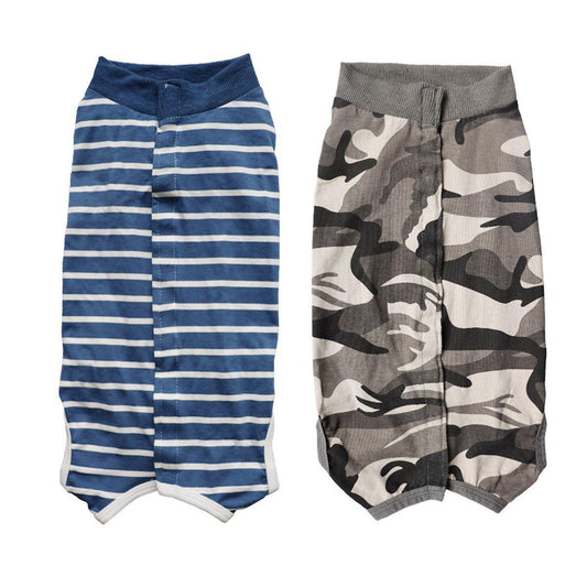 Dog Recovery Suit Anti-Lick Wound Protector Pet Clothing Post-Surgery Belly - Stripes-S