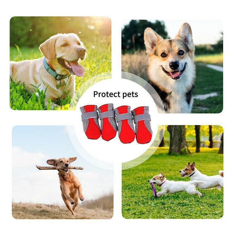 4PCS S Size Anti Slip Waterproof Protective Dog Shoes Rain Boots Pet Socks Booties - Blue