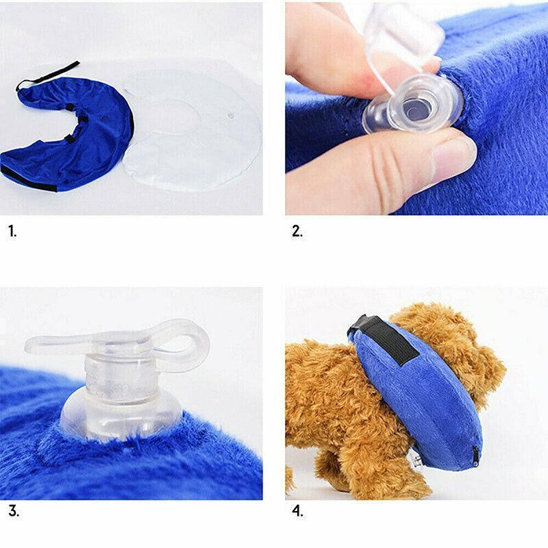 Pet Dog Inflatable Soft Healing Collar Cone Wound Medical Cat Protective Jackets - XL (45*44CM) Grey