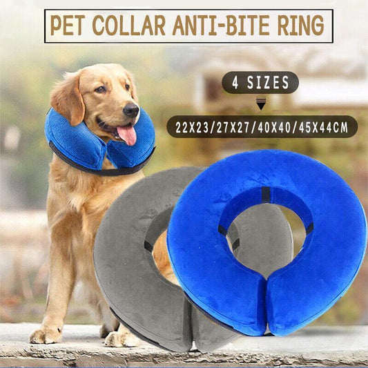 Pet Dog Inflatable Soft Healing Collar Cone Wound Medical Cat Protective Jackets - S (22*23CM) Grey