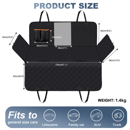 Dog Car Seat Cover, Waterproof Pet Seat Cover for Back Seat with Side Flaps