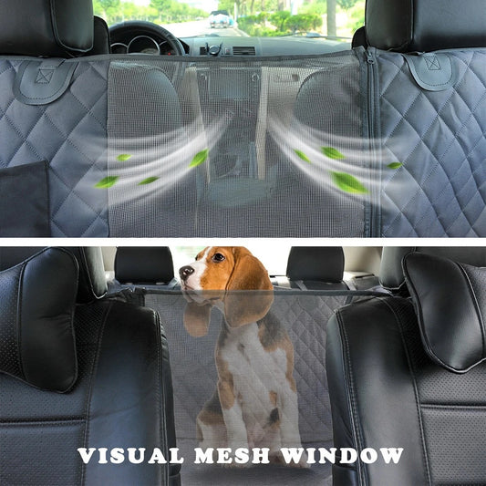 Dog Car Seat Cover with Mesh Window, Waterproof Pet Seat Cover for Back Seat