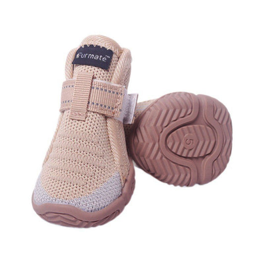 Khaki Breathable Woven Dog Shoes for Small to Medium Dogs XL