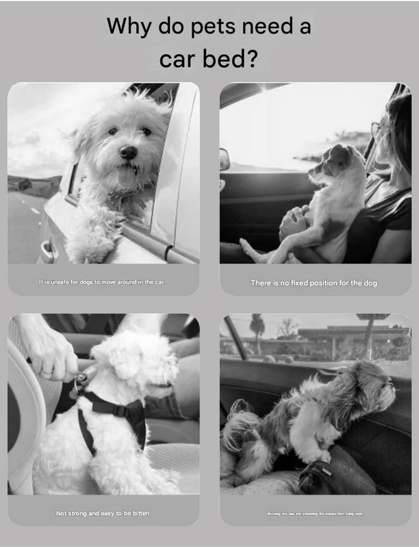 Dog Car Booster Seat - 2-in-1 Travel Bed for Small Dogs with Washable Cover Black