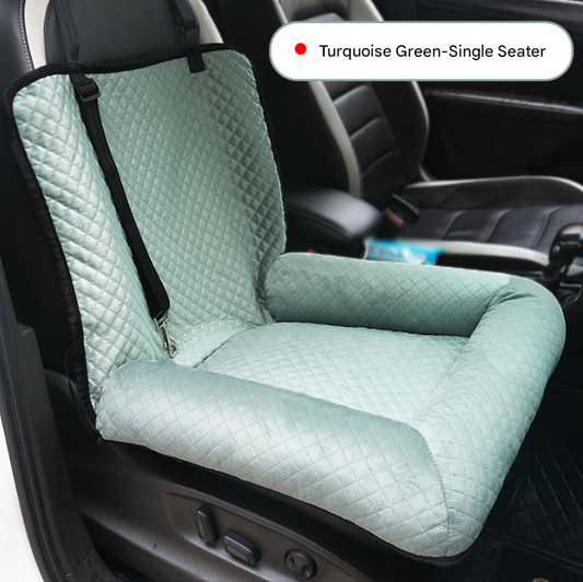 Dog Car Booster Seat - 2-in-1 Travel Bed for Small Dogs with Washable Cover Turquoise