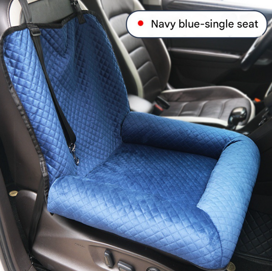 Dog Car Booster Seat - 2-in-1 Travel Bed for Small Dogs with Washable Cover Navy blue