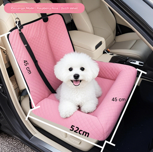 Dog Car Booster Seat - 2-in-1 Travel Bed for Small Dogs with Washable Cover Pink